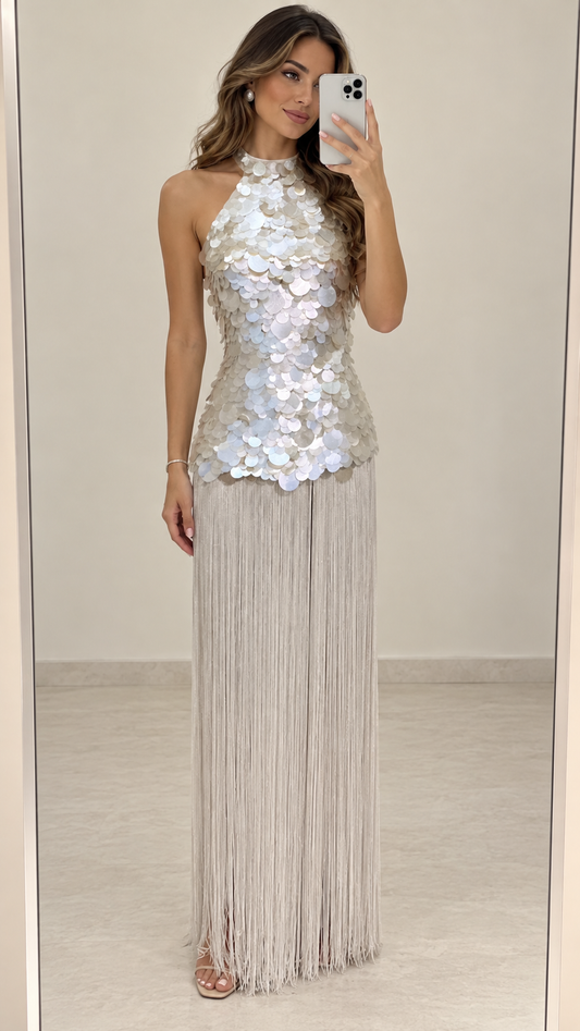 ALICIA WHITE TASSEL SET
