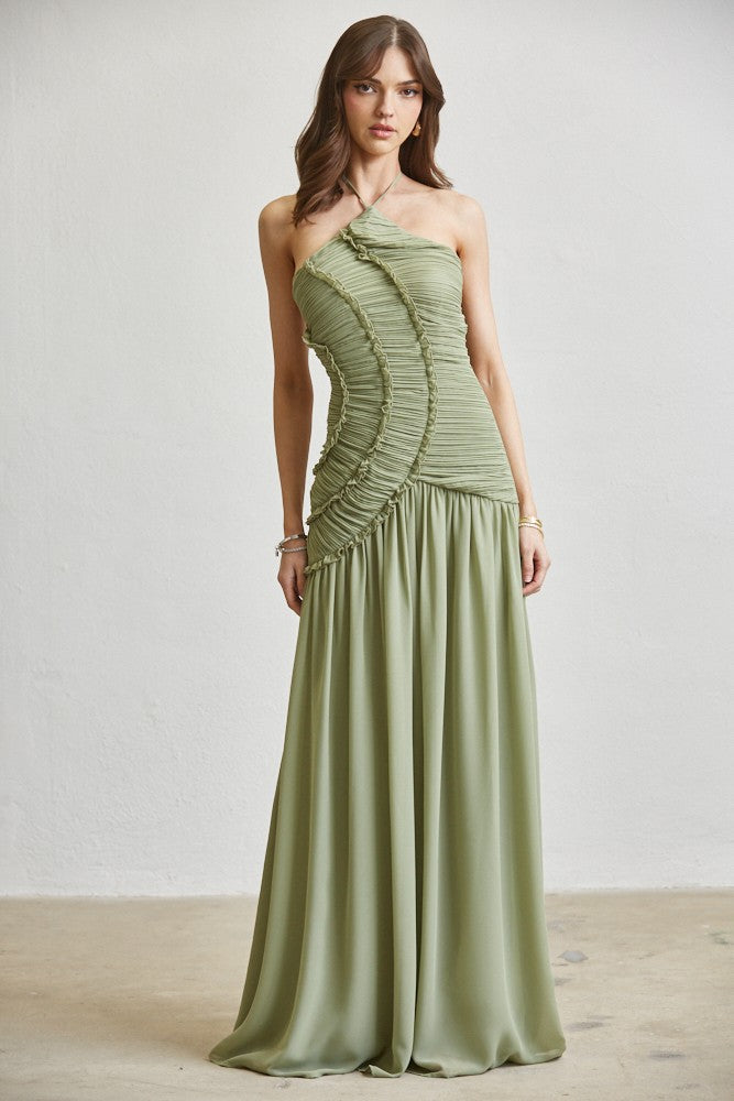 HALTER SAGE DRESS