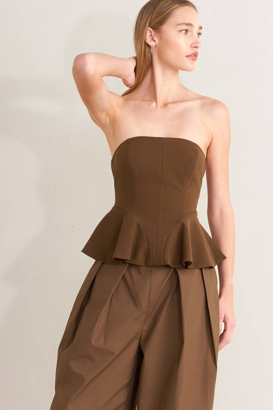 CHOCO Solid Woven Tube Top