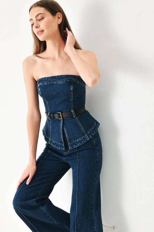 A Washed Denim Tube Top
