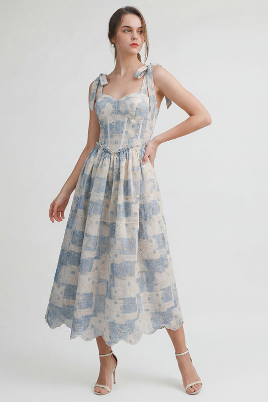 Smocked Tie-strap Midi Dress