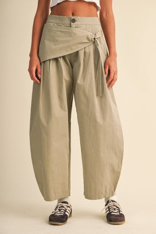 Sarong Detail Barrel Leg Trouser Pants