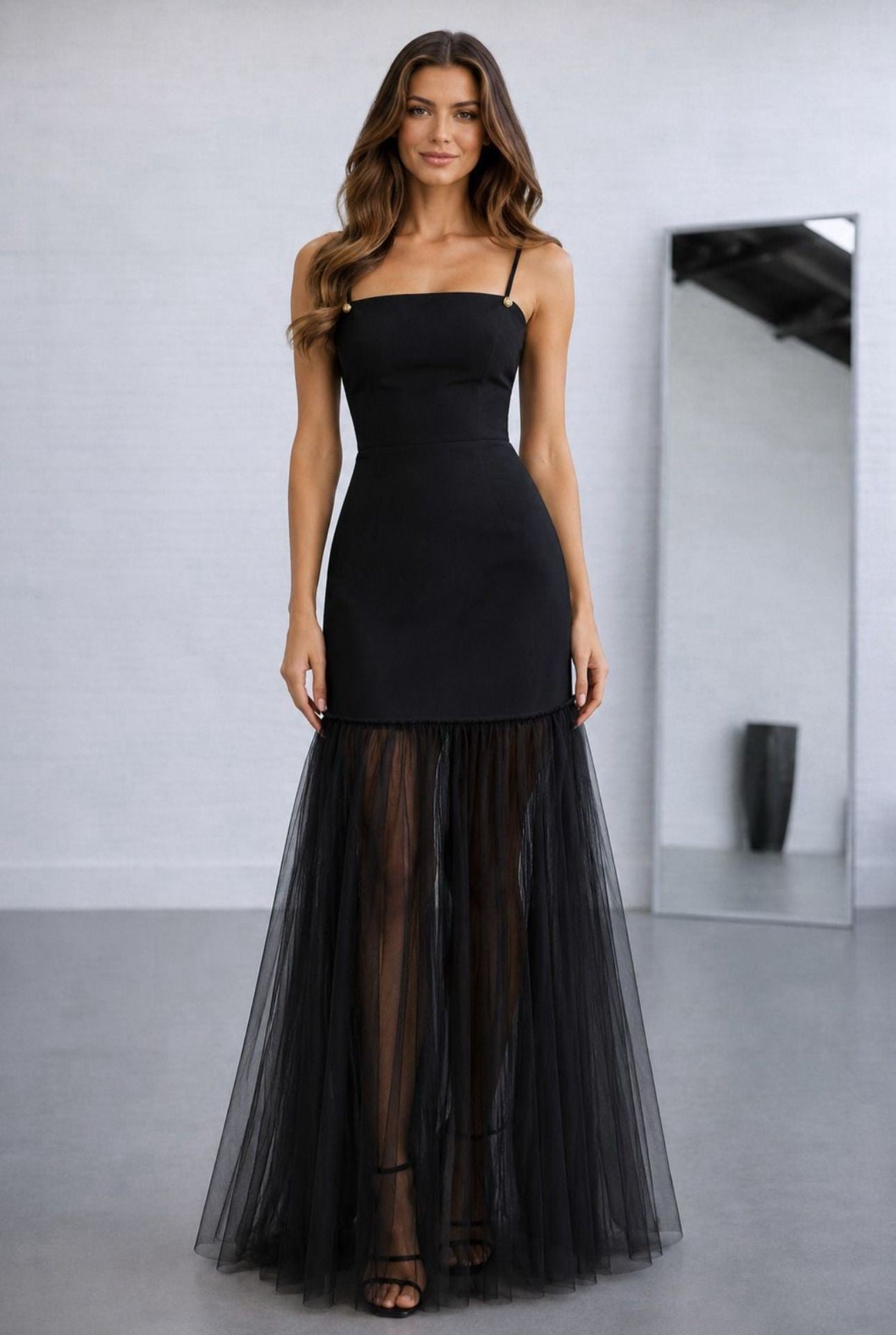 BLACK Luna Tulle Maxi Dress
