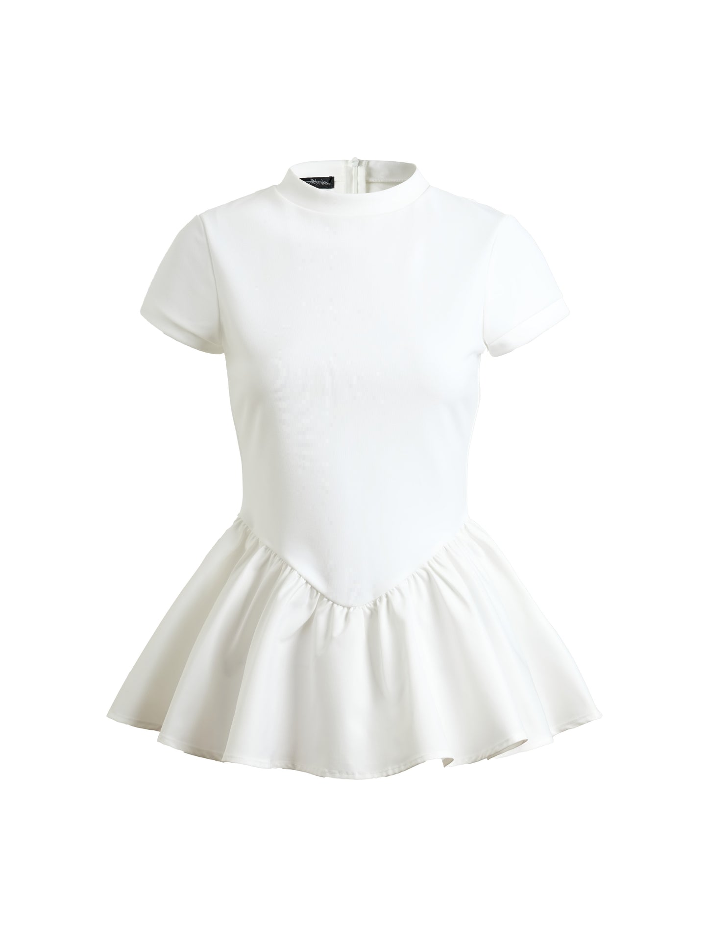 WHITE Contrast Peplum Fshn Knit