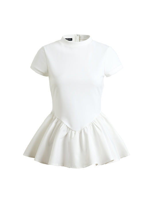 WHITE Contrast Peplum Fshn Knit