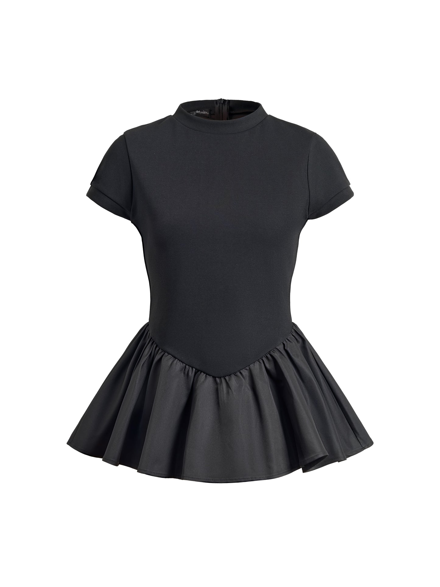 BLACK Contrast Peplum Fshn Knit
