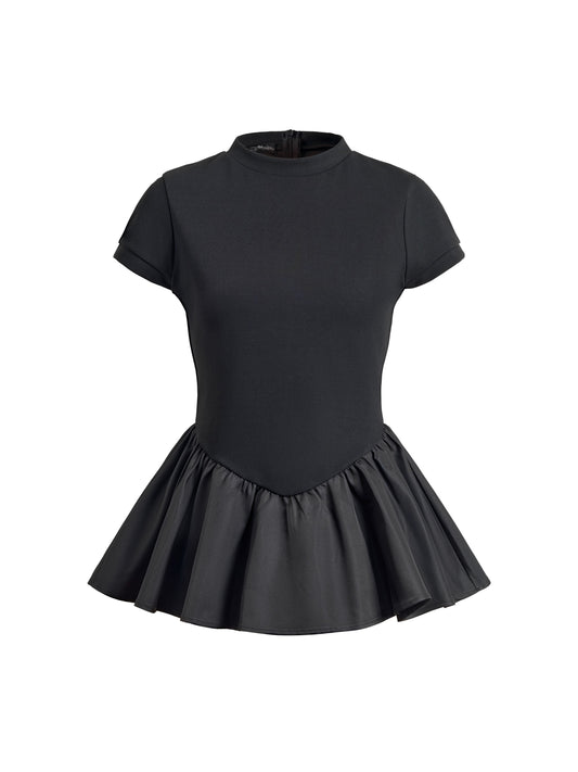 BLACK Contrast Peplum Fshn Knit