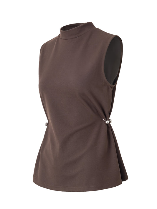 CHOCO Mock Neck Side Pleat Swtr Tank