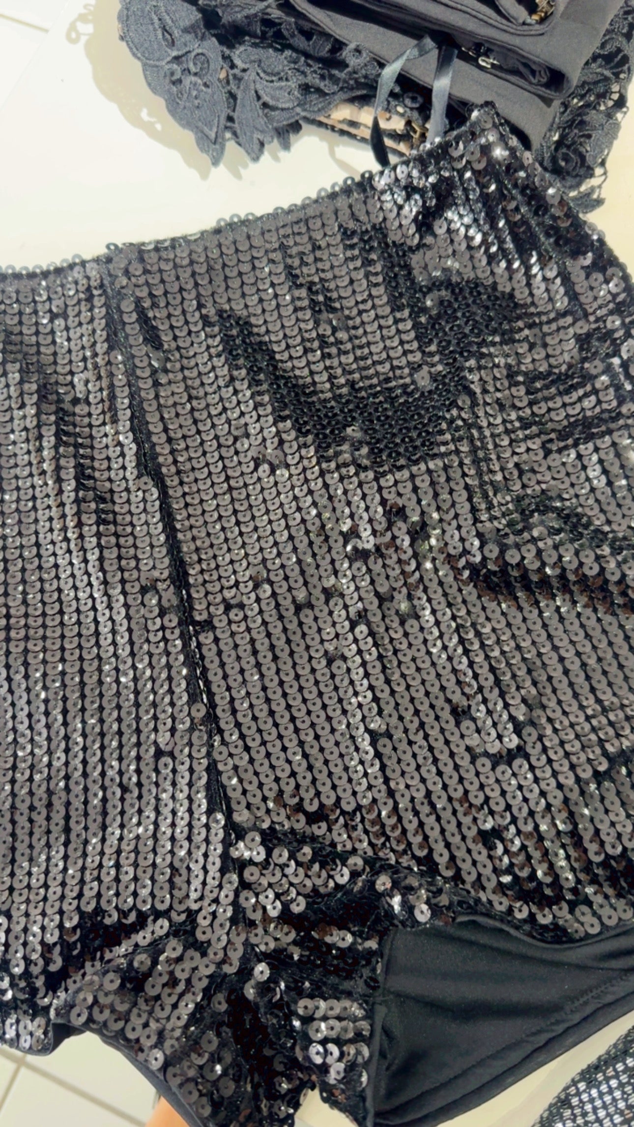 Sequin black short