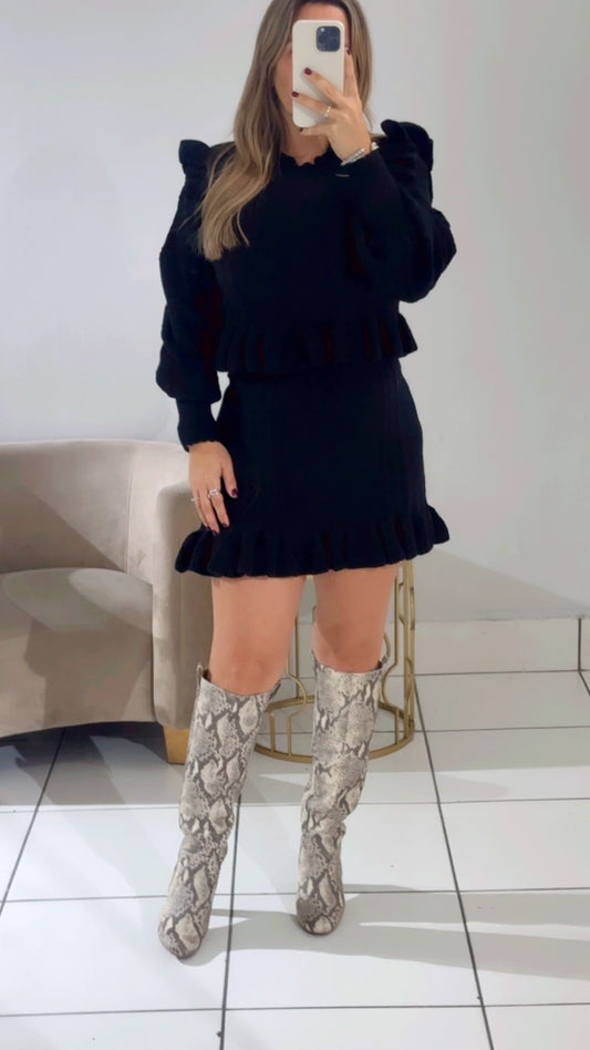 Black Bow Sweater Set
