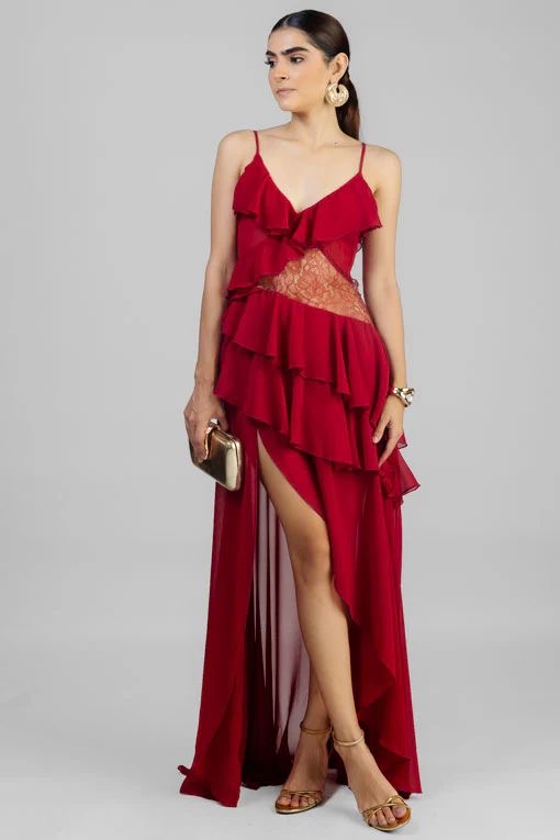 Amalie Burgundy Dress