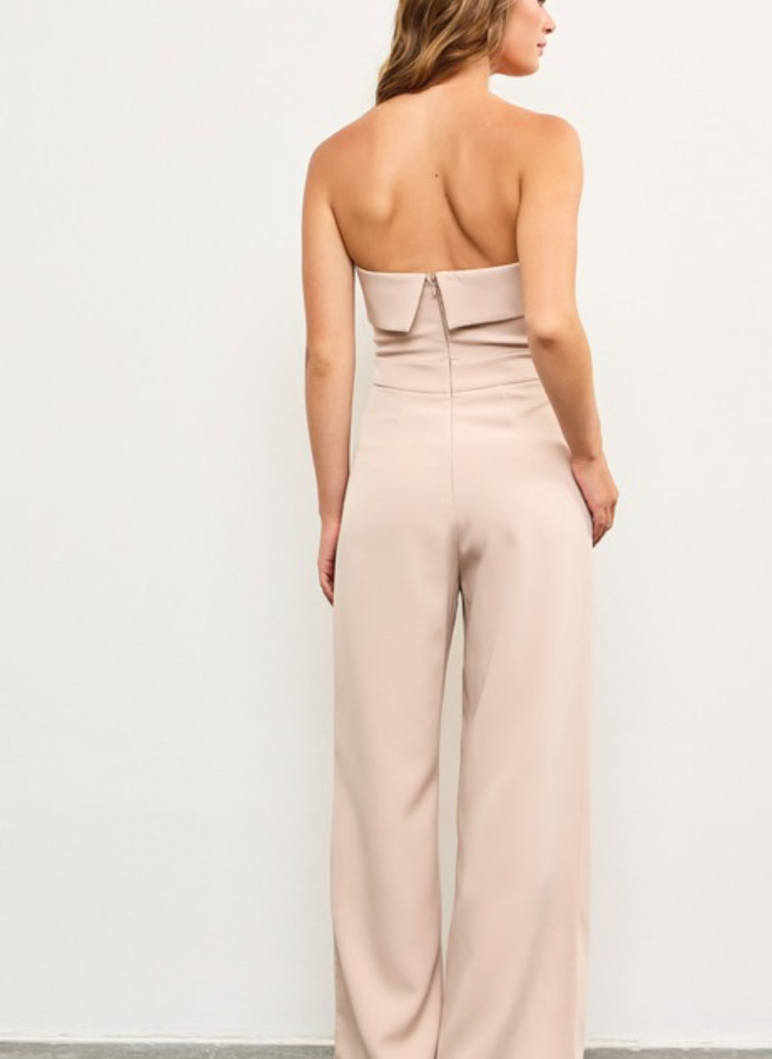 Strapless nude jumpsuit