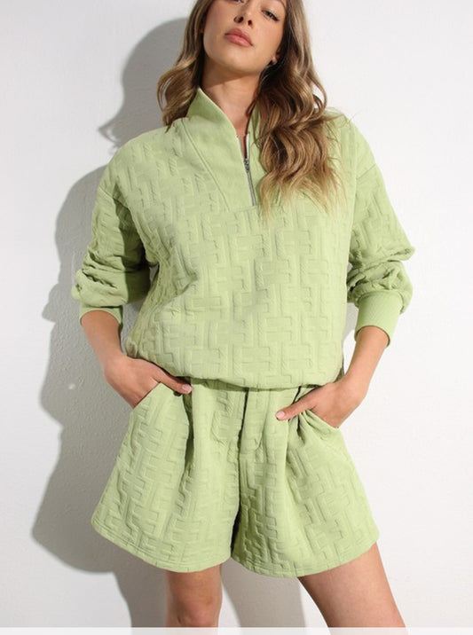 Glamy short green set