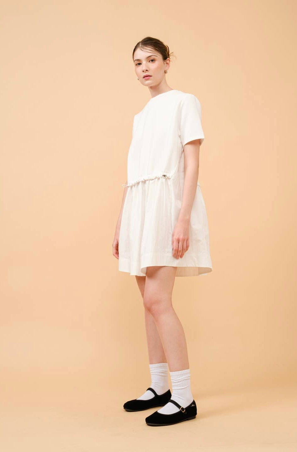 White Minimal Flare Dress