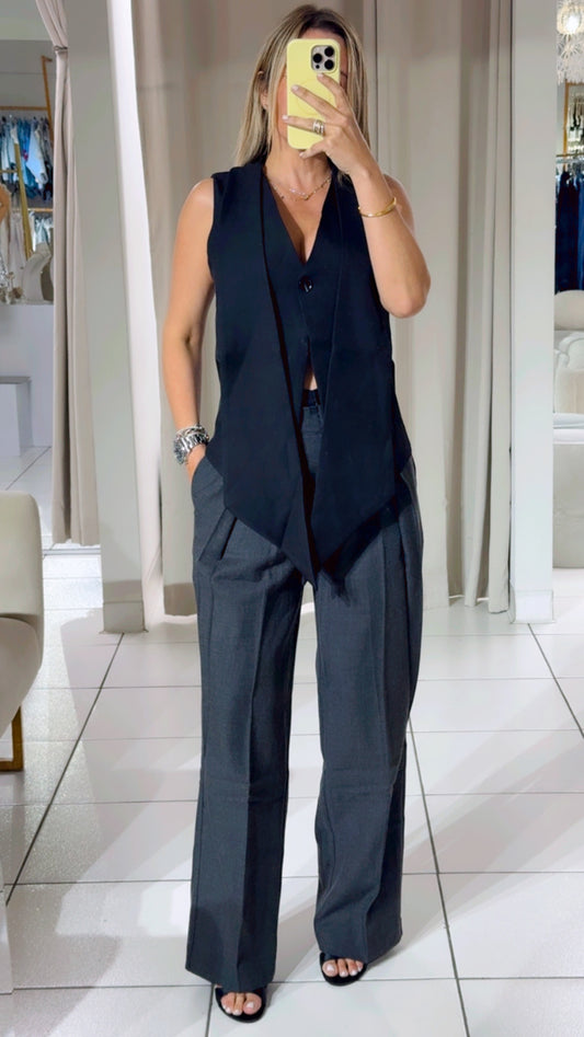 Black long vest