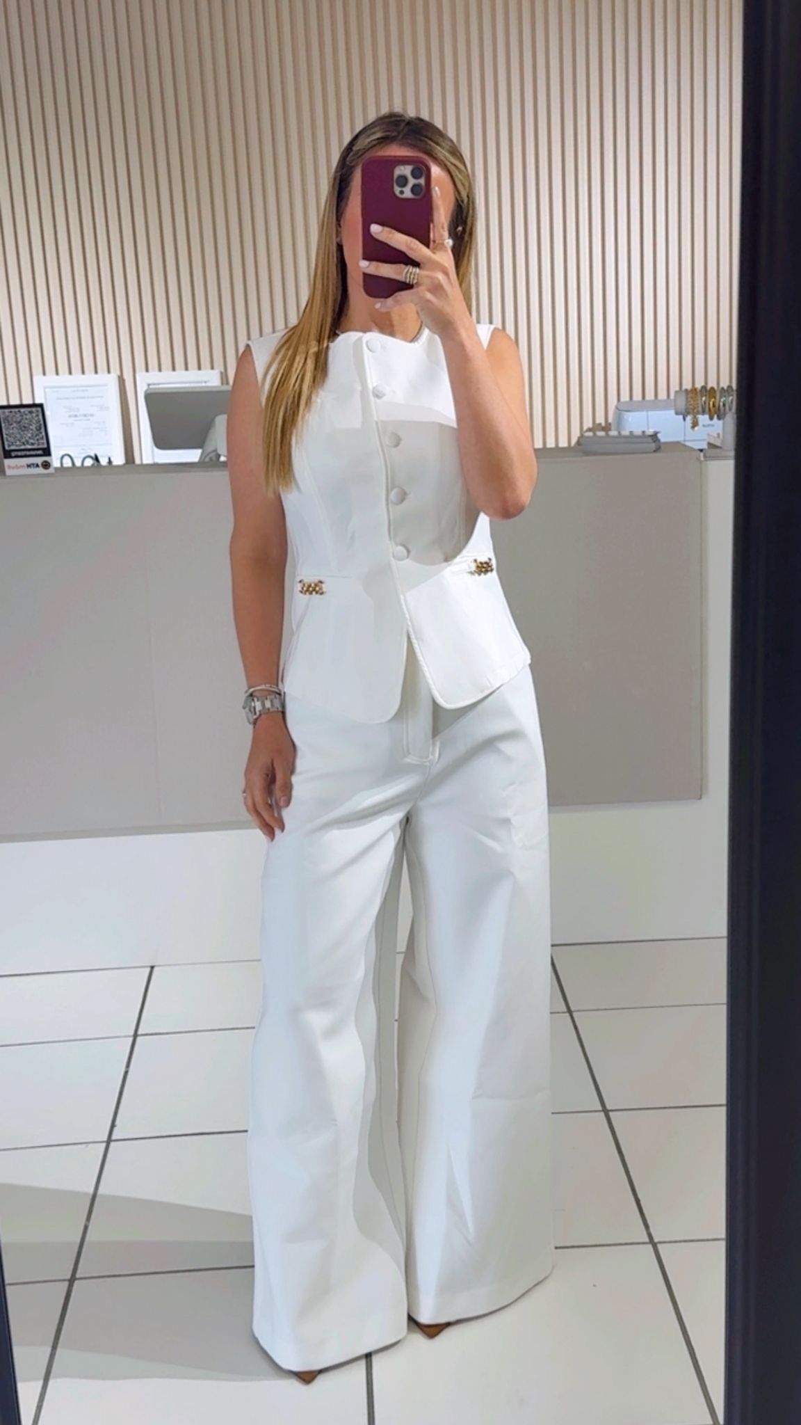 Woven White Pants