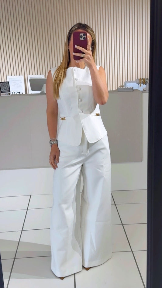 Woven White Pants