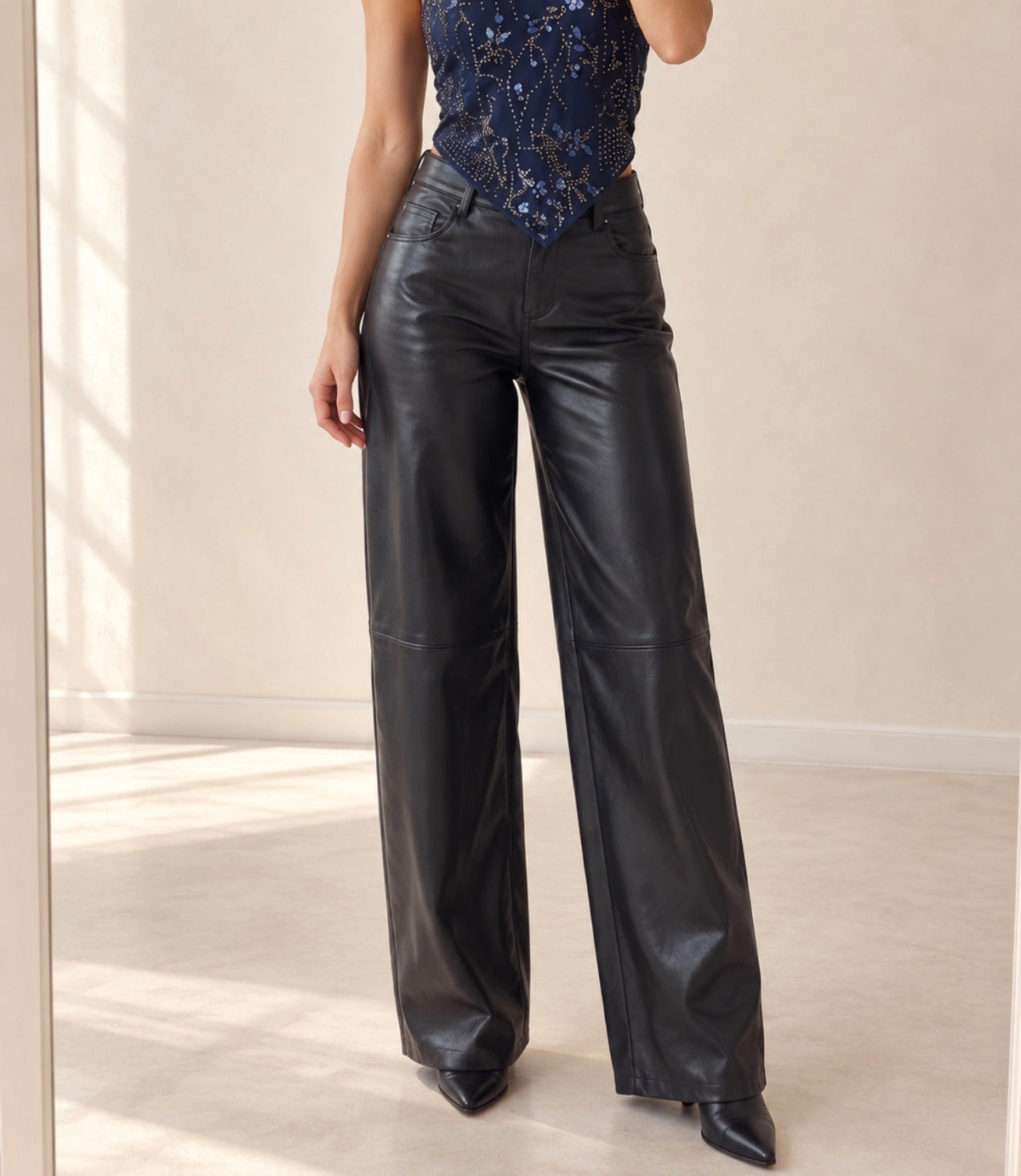 Leather black pants