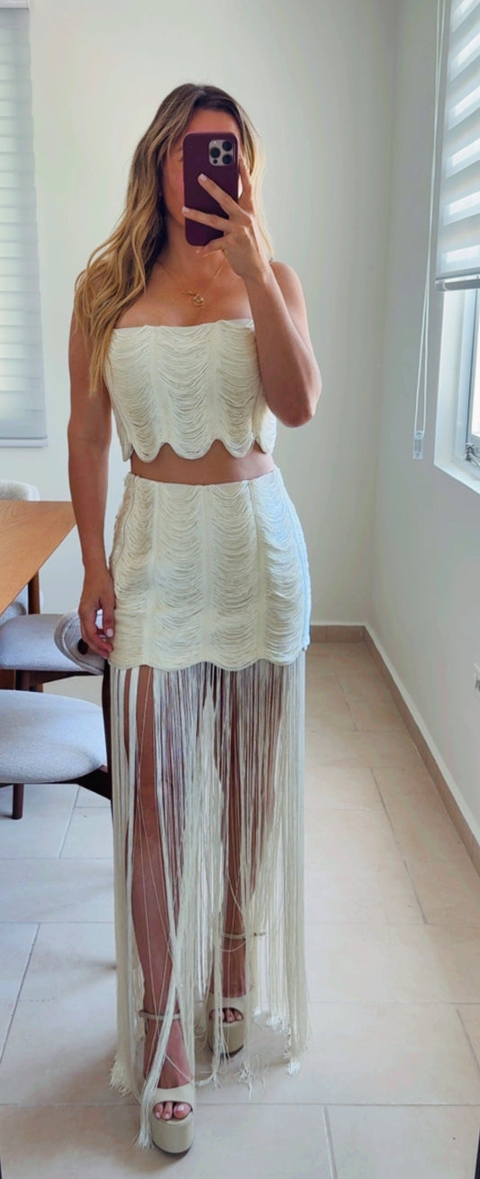 Cream Fringe Set