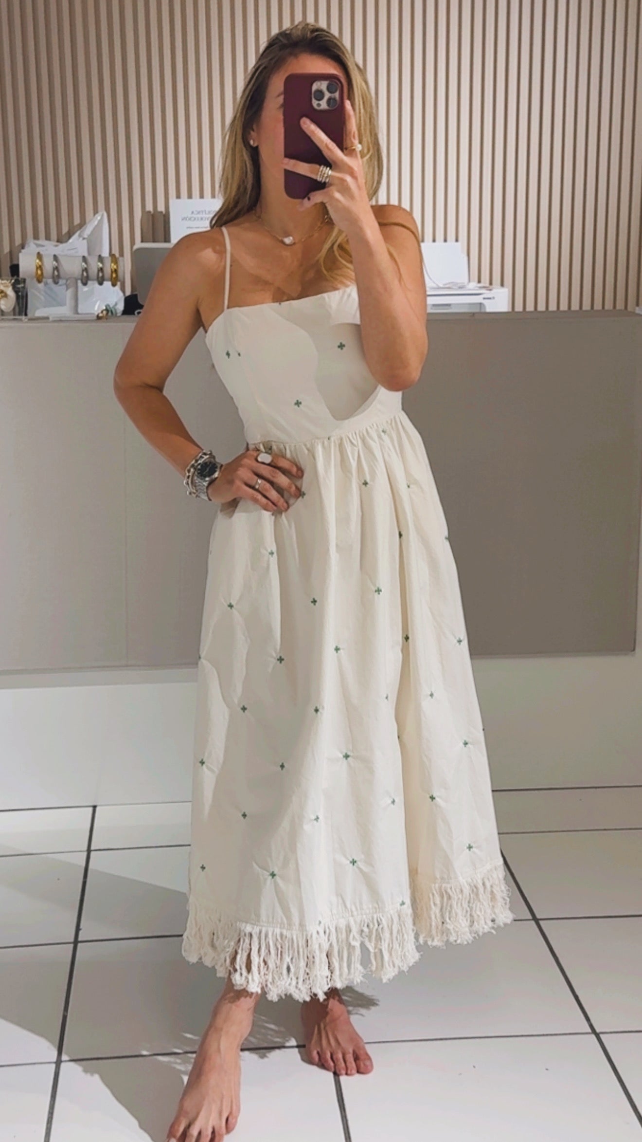 White Flared Midi Dress