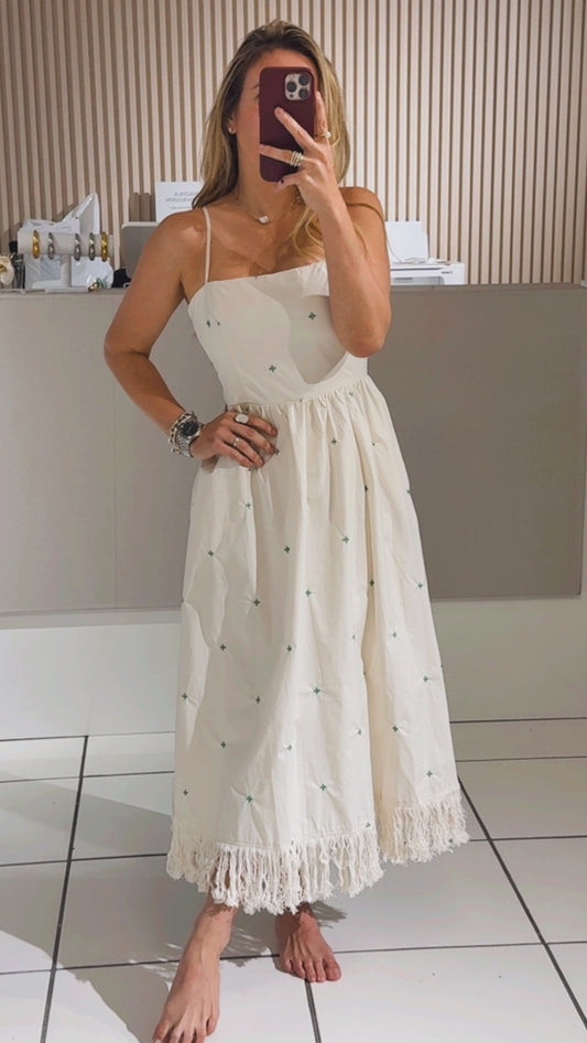 White Flared Midi Dress