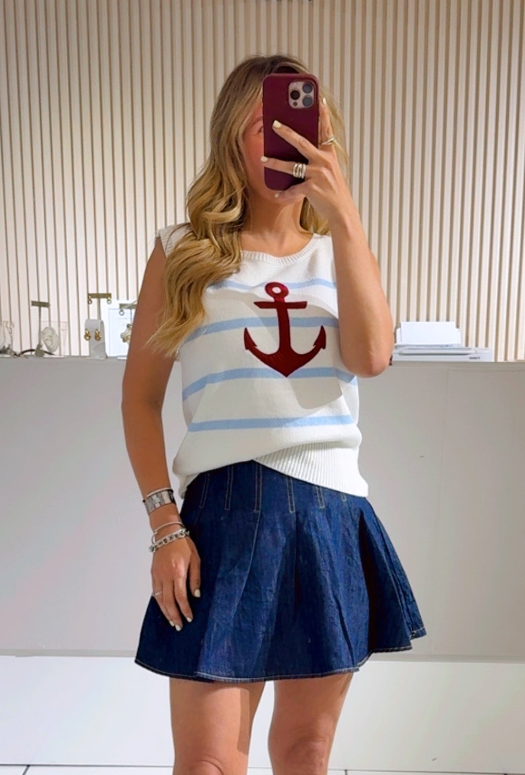 Striped Anchor Knit Top