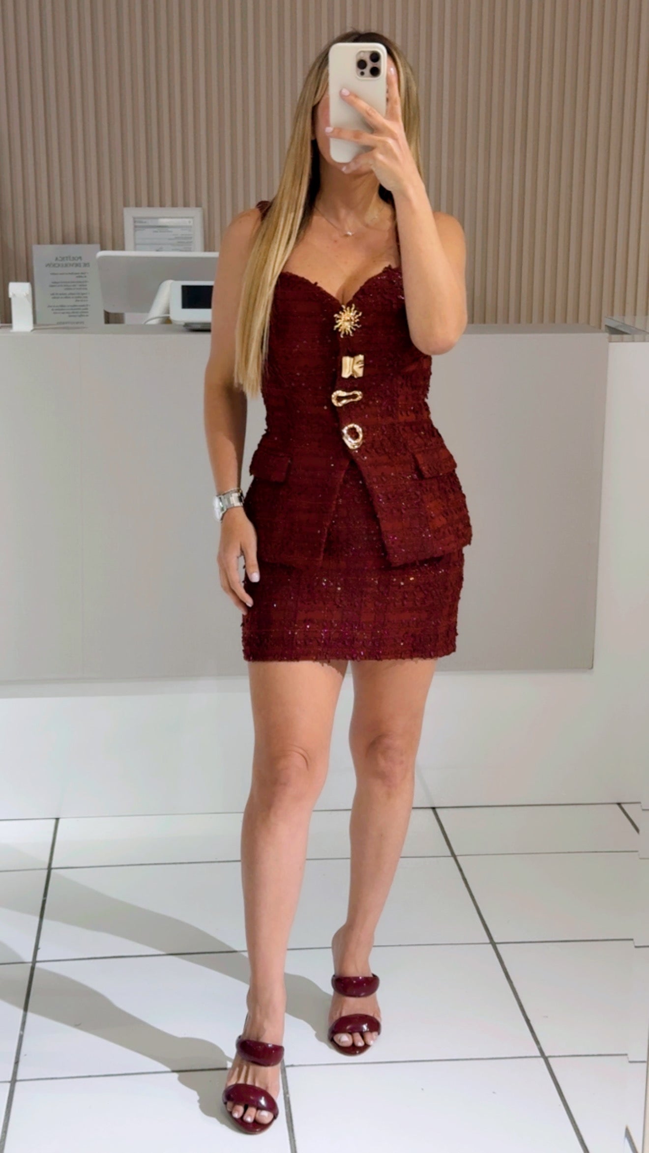 Tweed burgundy set