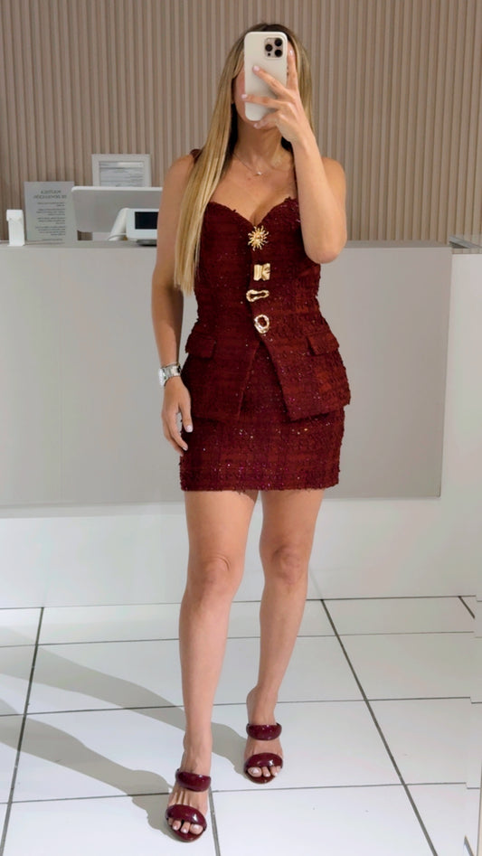 Tweed burgundy set