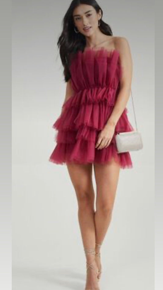 Burgundy Ruffle Dress