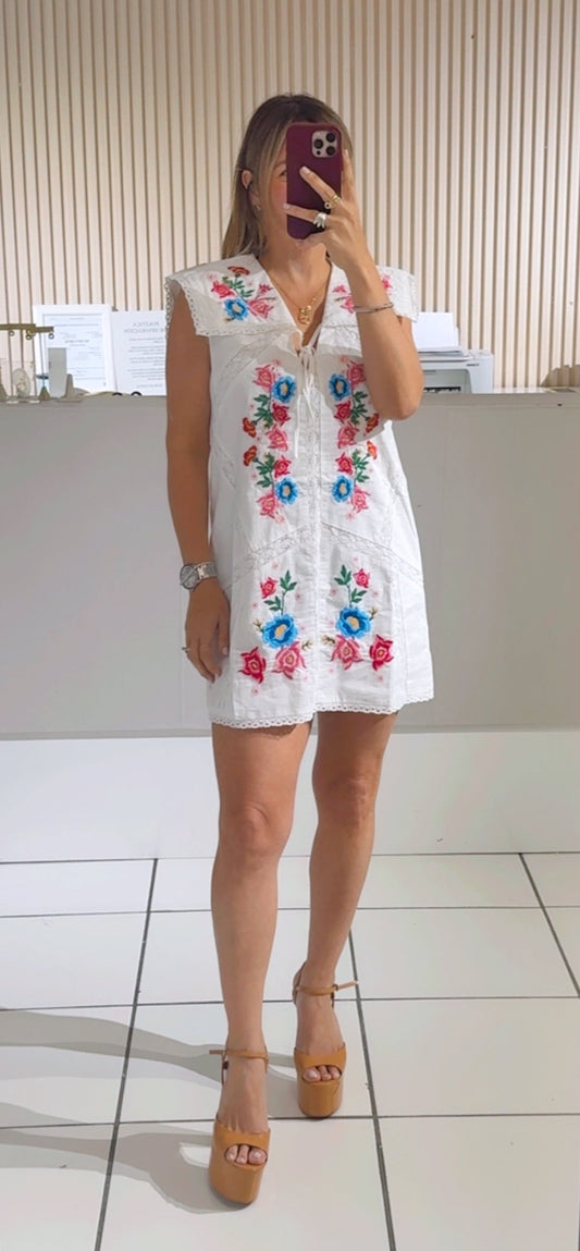 Floral Sailored Collar Dress