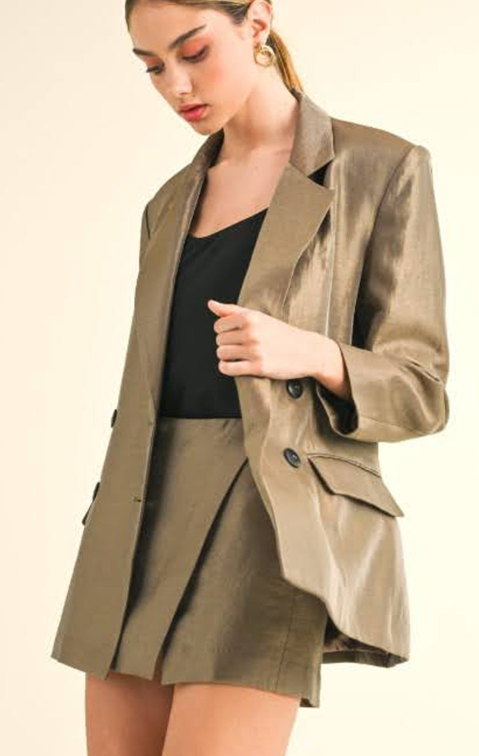 Linene blazer mini skort set