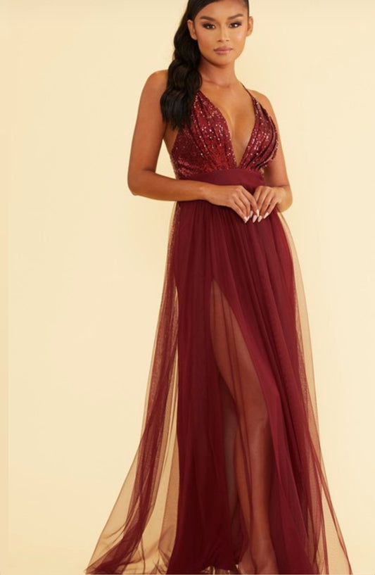 Claudia burgundy dress