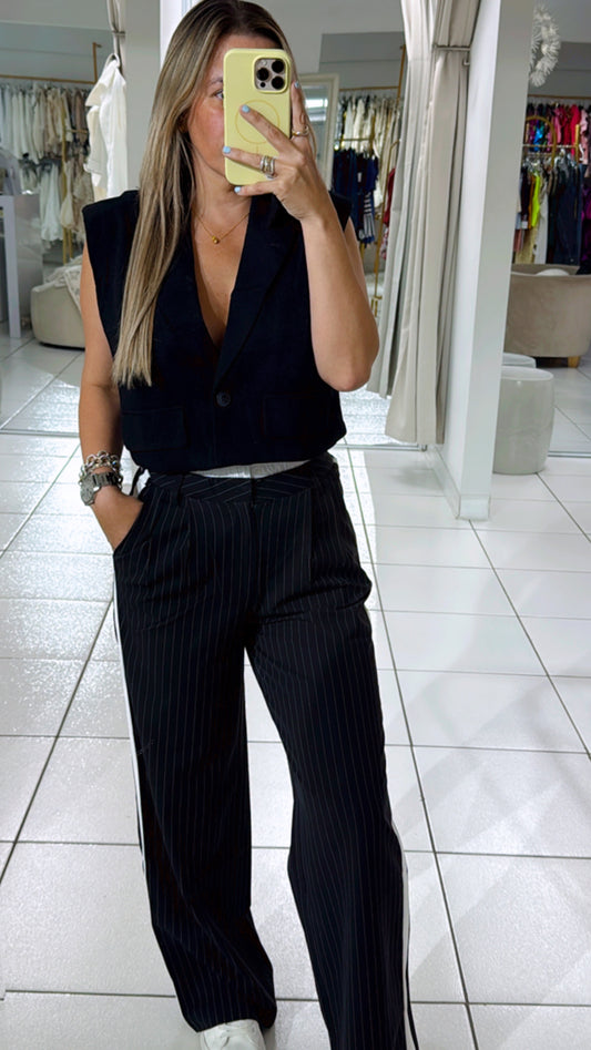 Stripe black pants