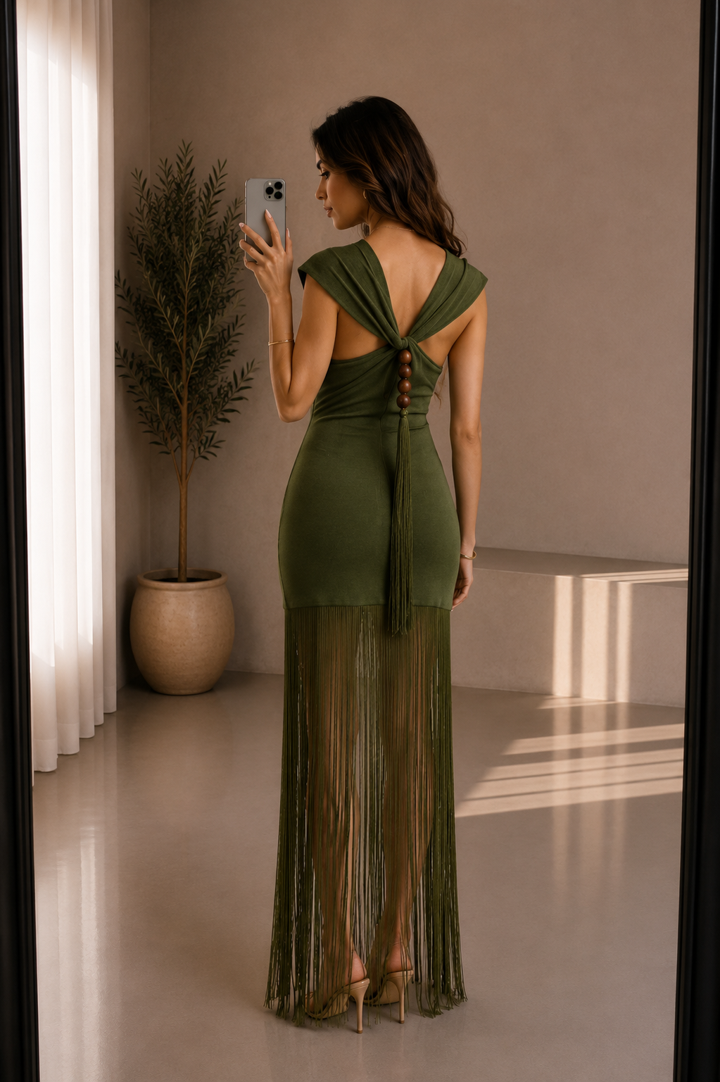 Green fringe dress