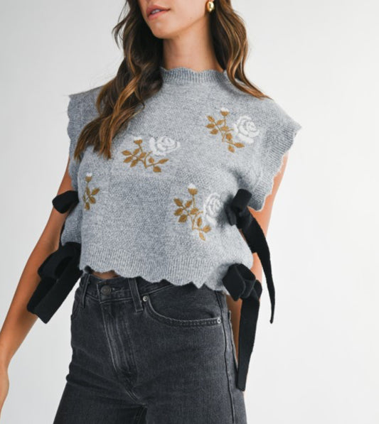 Embroidered gray vest