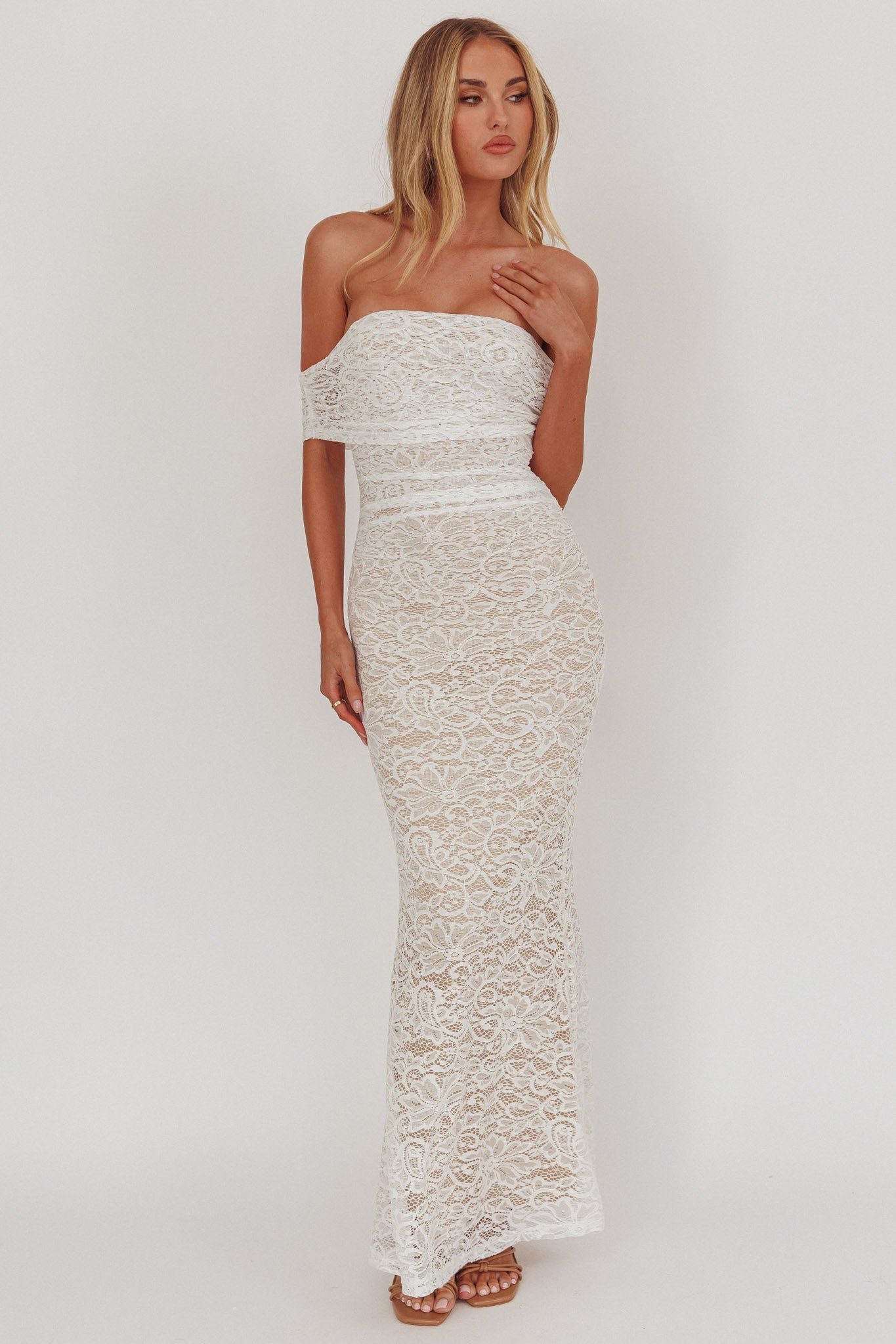 Cream Lace Maxi Dress