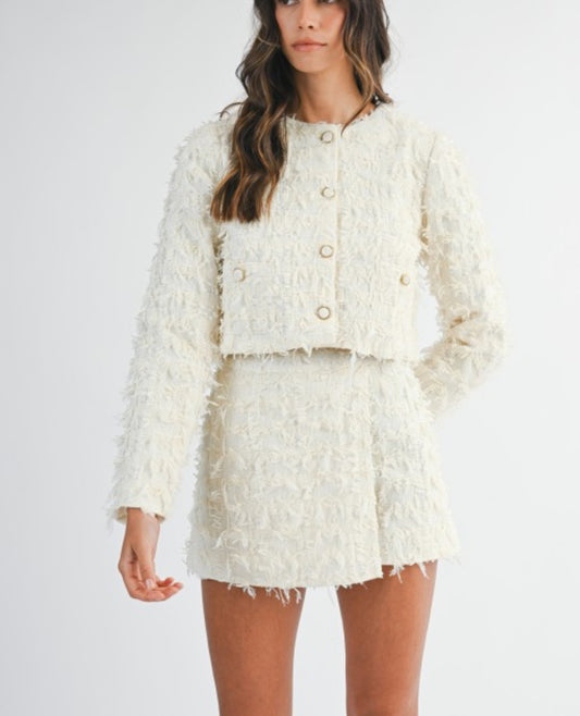Textured tweed cream set