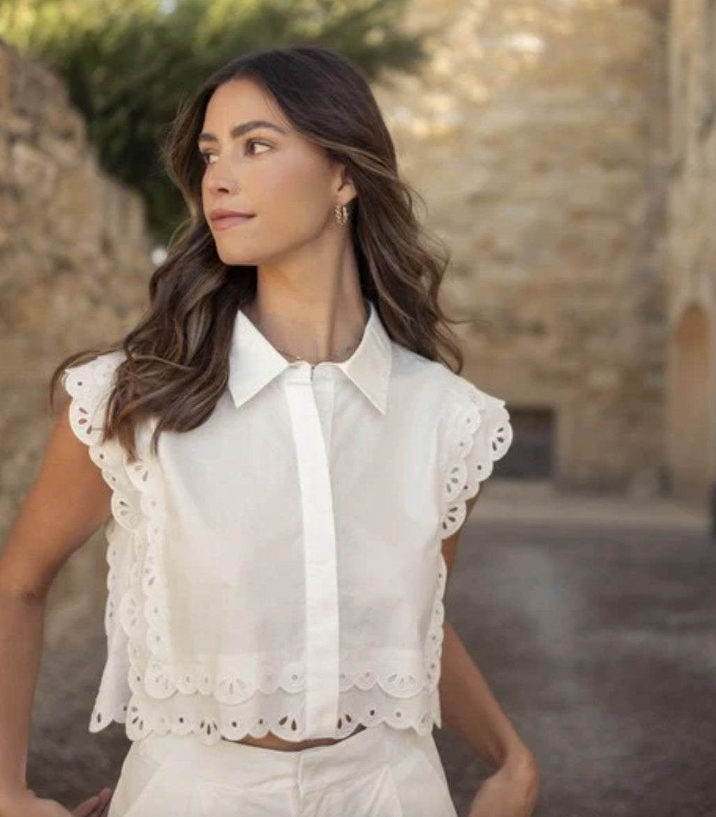 Poplin scalloped set
