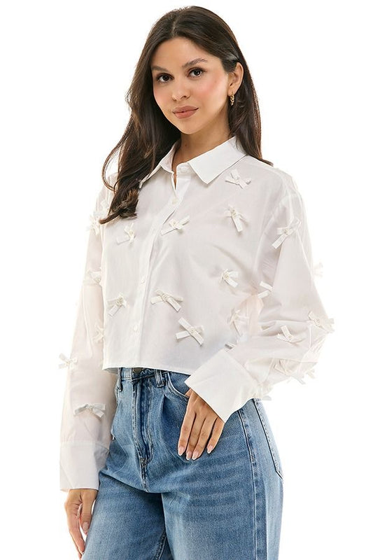 Bow White Polo Top