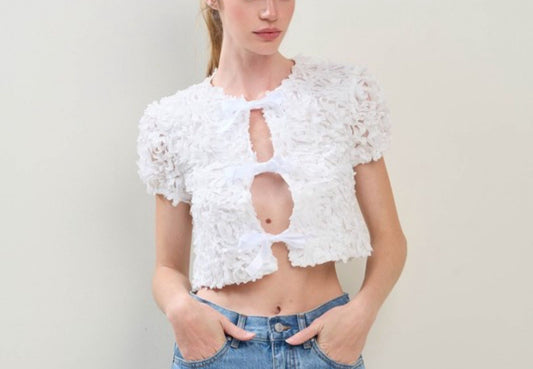 Little bows white top