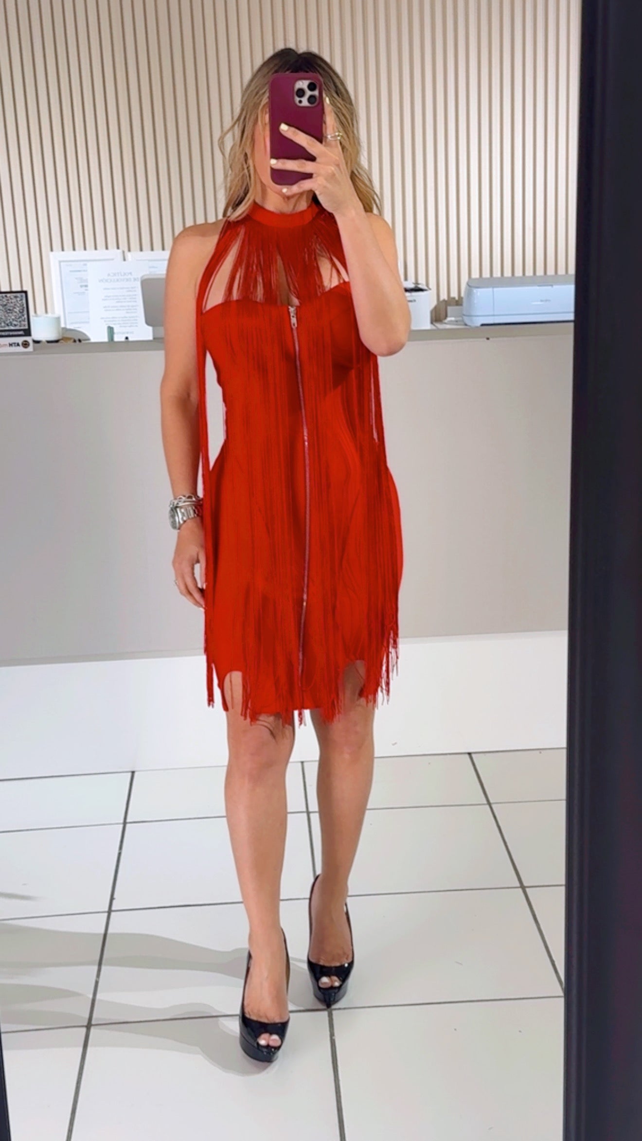 Tassel red dress