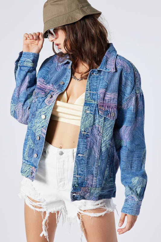 Printed denim jacket