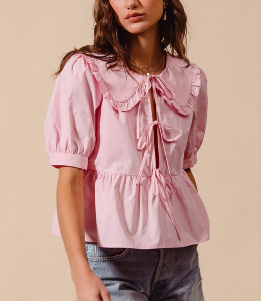 Ribbon tie front top