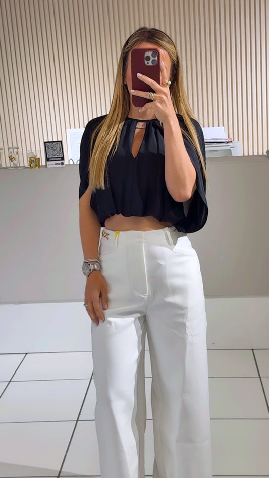 Black Soft Pleated Blouse