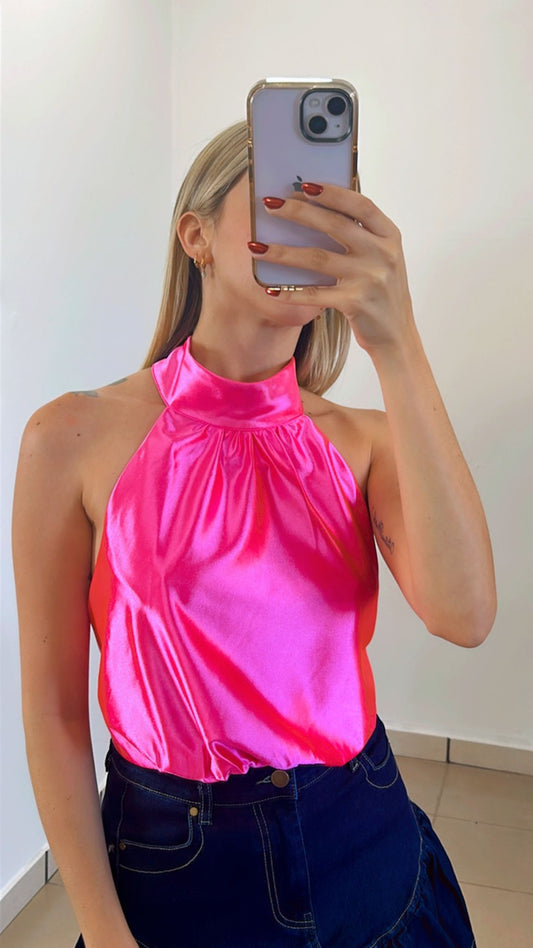Pink/Green Metallic Top