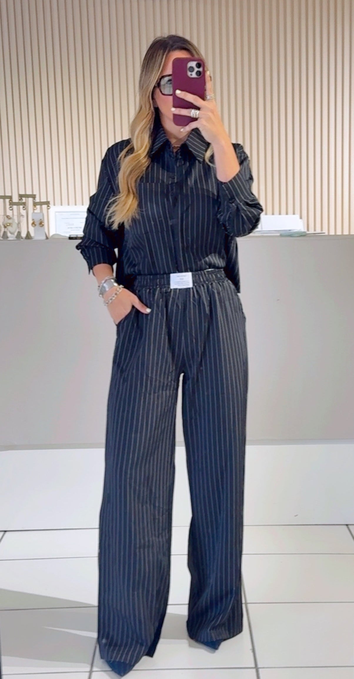 Pin Striped Set Pants And Matching Button Down