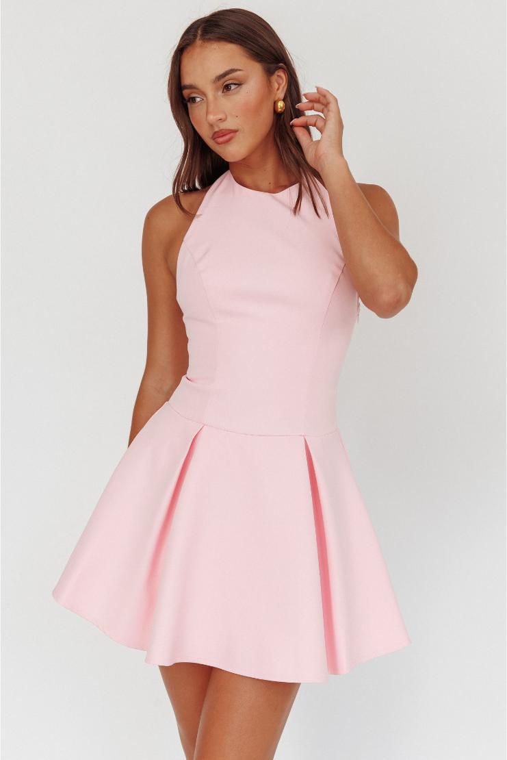 Halter Mini Pink Dress