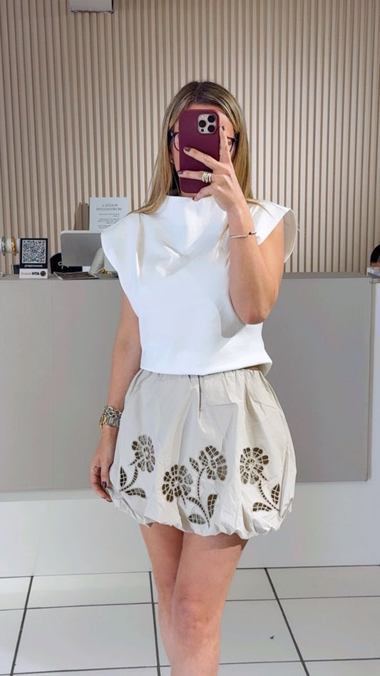 Eyelet Balloon Skirt