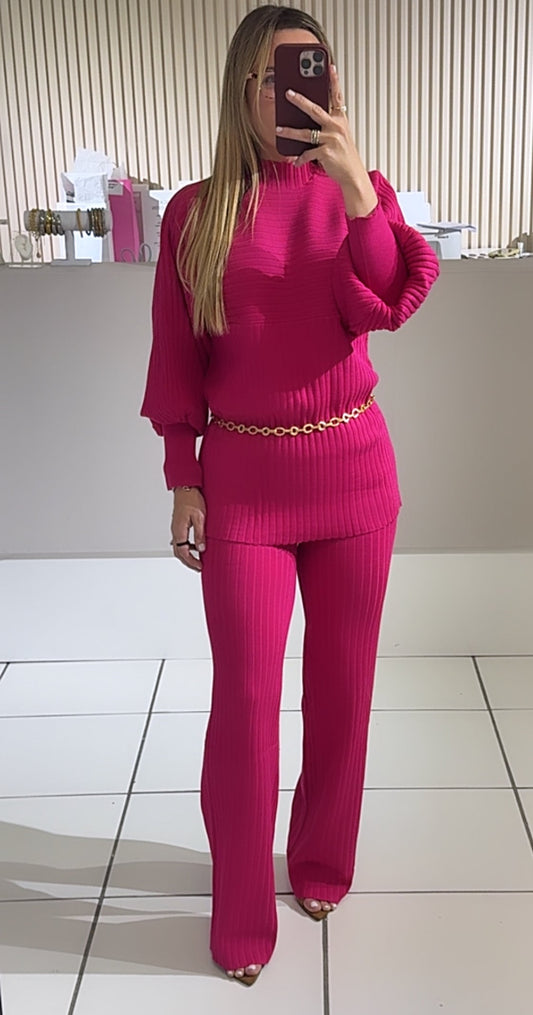Ribbed Turtleneck and Pants Set