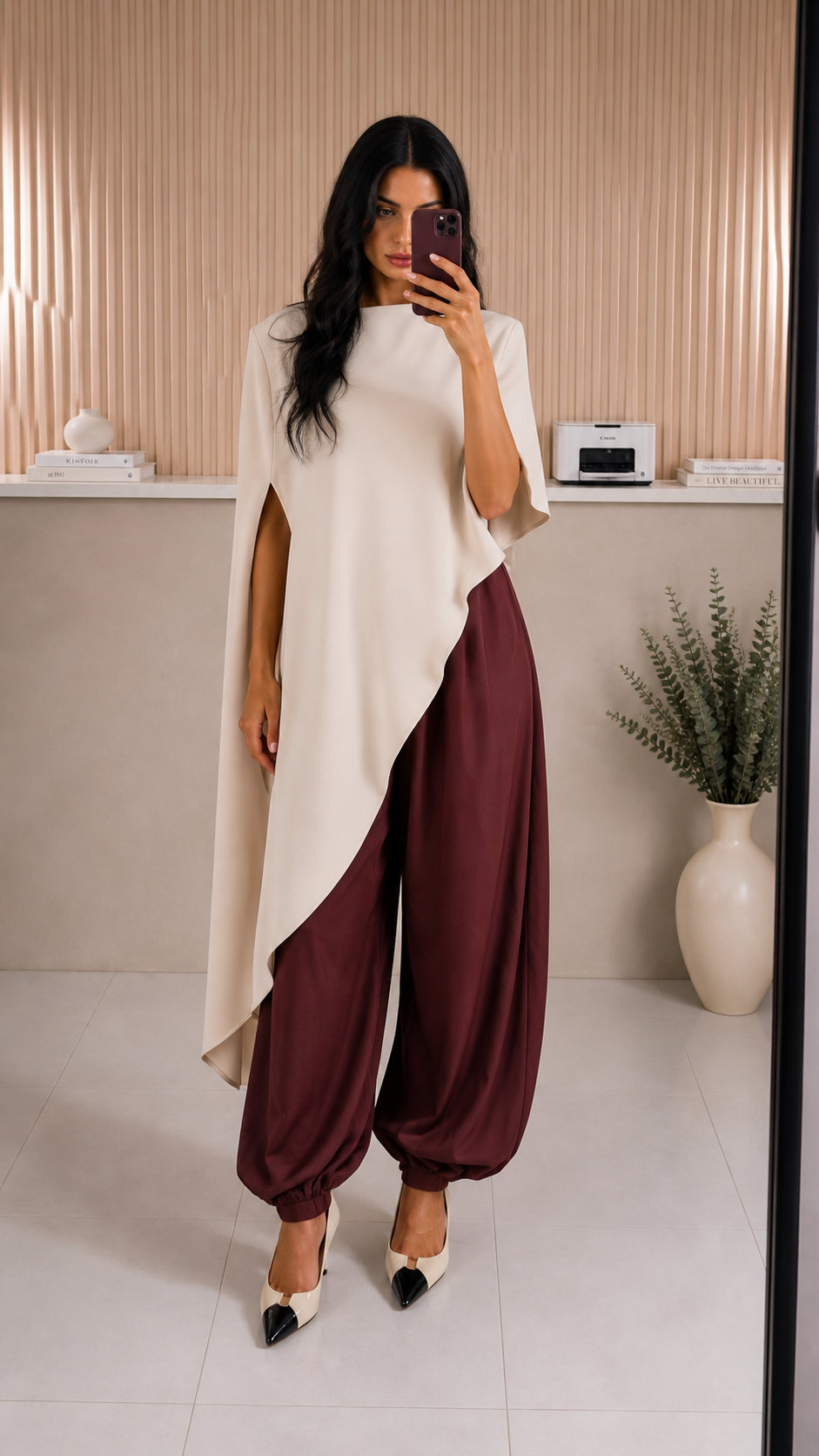 Cream asymetrical top